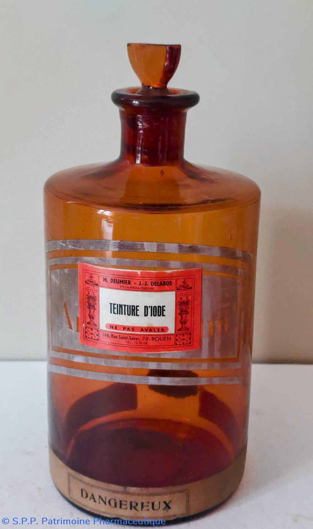 Flacon 21 cm verre ambré Teinture d'Iode science pharmacie flacon 21 cm verre ambre teinture iode