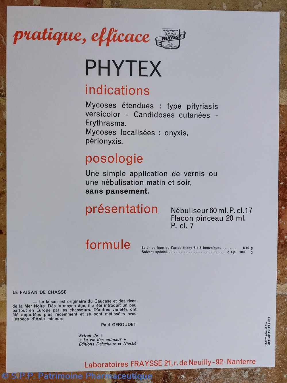 Lab. FRAYSSE / Affiches de Gibier 3 objets publicitaires lab fraysse affiches de gibier