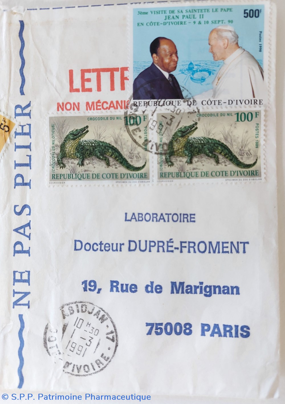 documents anciens enveloppe ambassade pour examens de sante