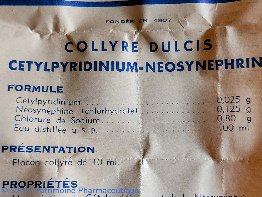 COLLYRE CETYL- PYRIDINIUM NÉOSYNÉPHRINE DULCIS 7 science pharmacie collyre cetyl pyridinium neosynephrine dulcis