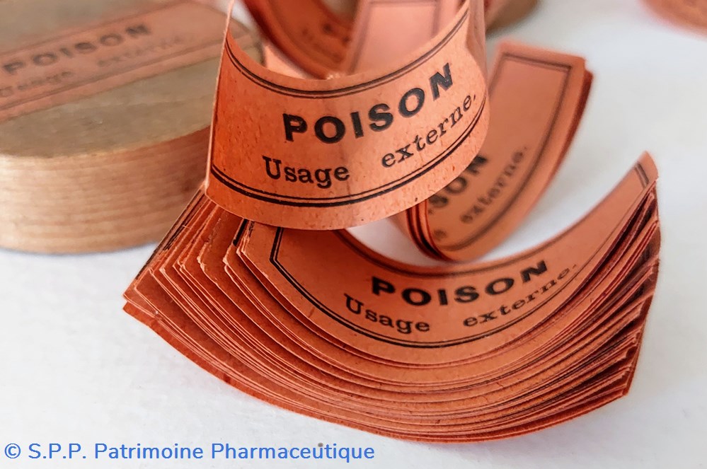 Étiquettes " POISON Usage externe" science pharmacie etiquettes poison usage externe