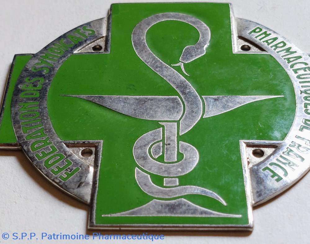 Plaque émaillée "Fédération des syndicats.." 4 science pharmacie plaque emaillee federation des syndicats