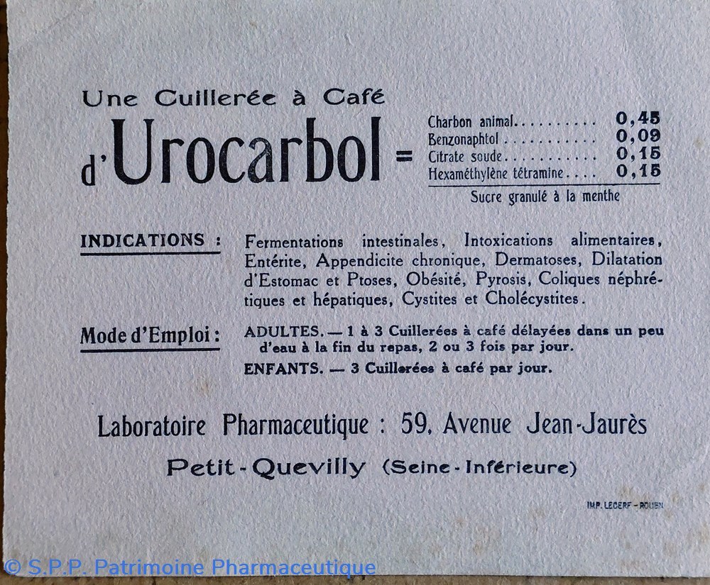 UROCARBOL. / Charbon animal science pharmacie urocarbol charbon animal