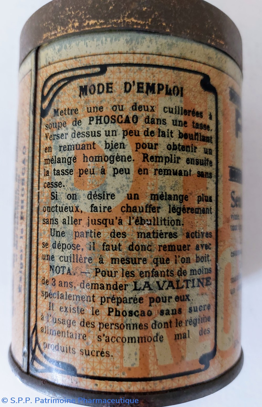 PHOSCAO / Aliment composé / Boîte métal. 5 science pharmacie phoscao aliment compose boite metal