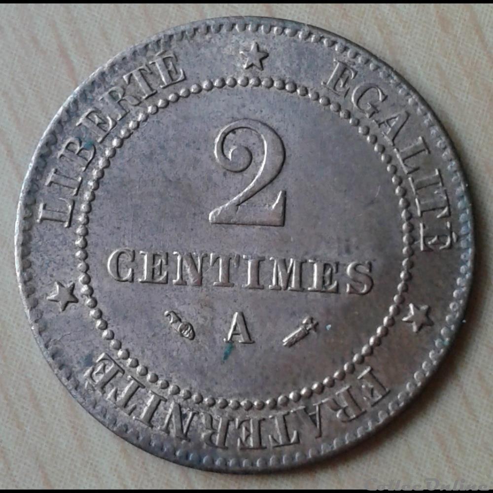 1885 A - 2 centimes - grand A monnaies france modernes 1885 a 2 centimes grand a
