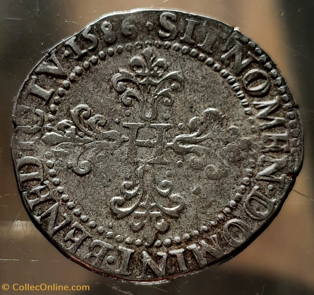 1586 - franc au col plat 4 monnaies monde france 1586 franc au col plat
