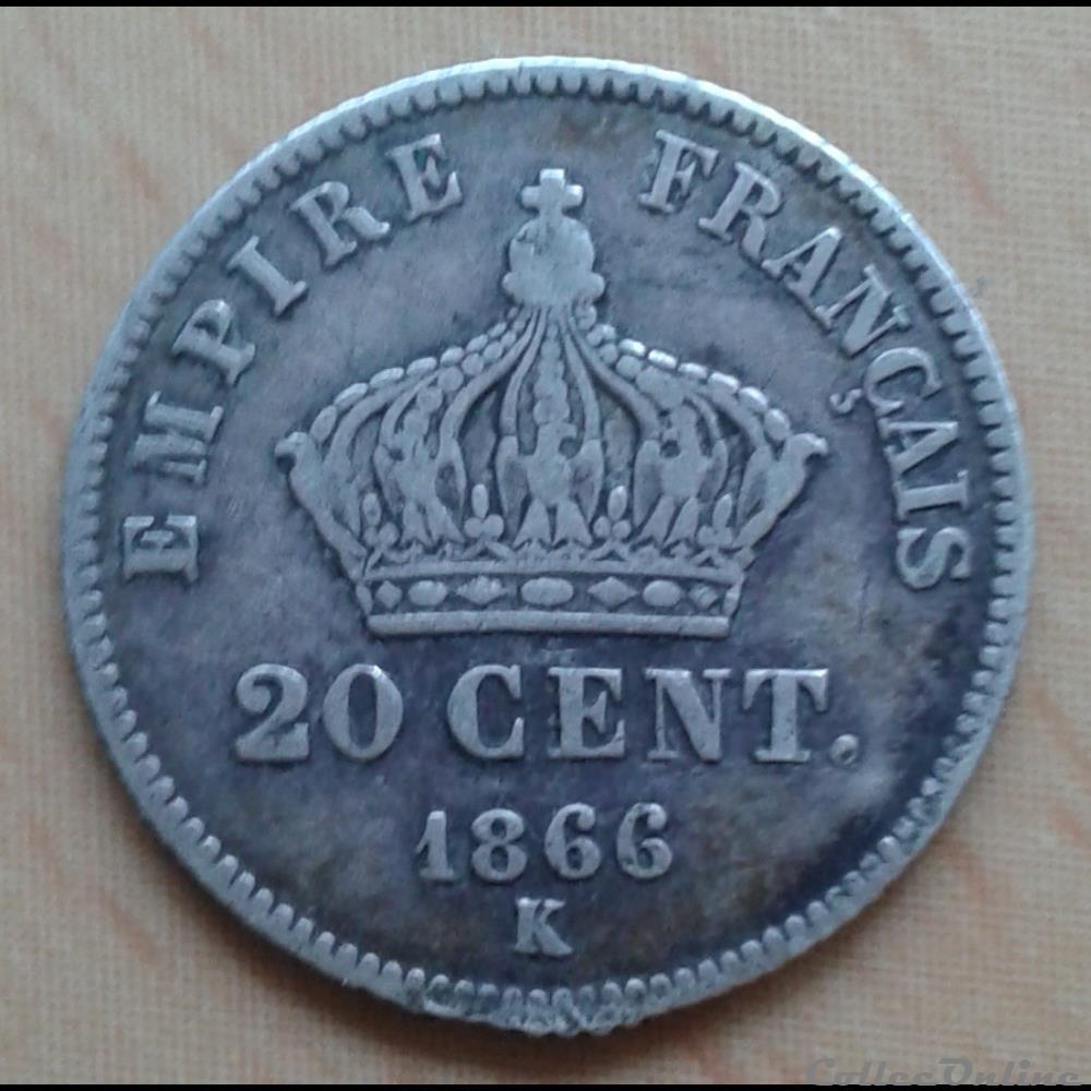 1866 K - 20 centimes monnaies france a modernes 1866 k 20 centimes