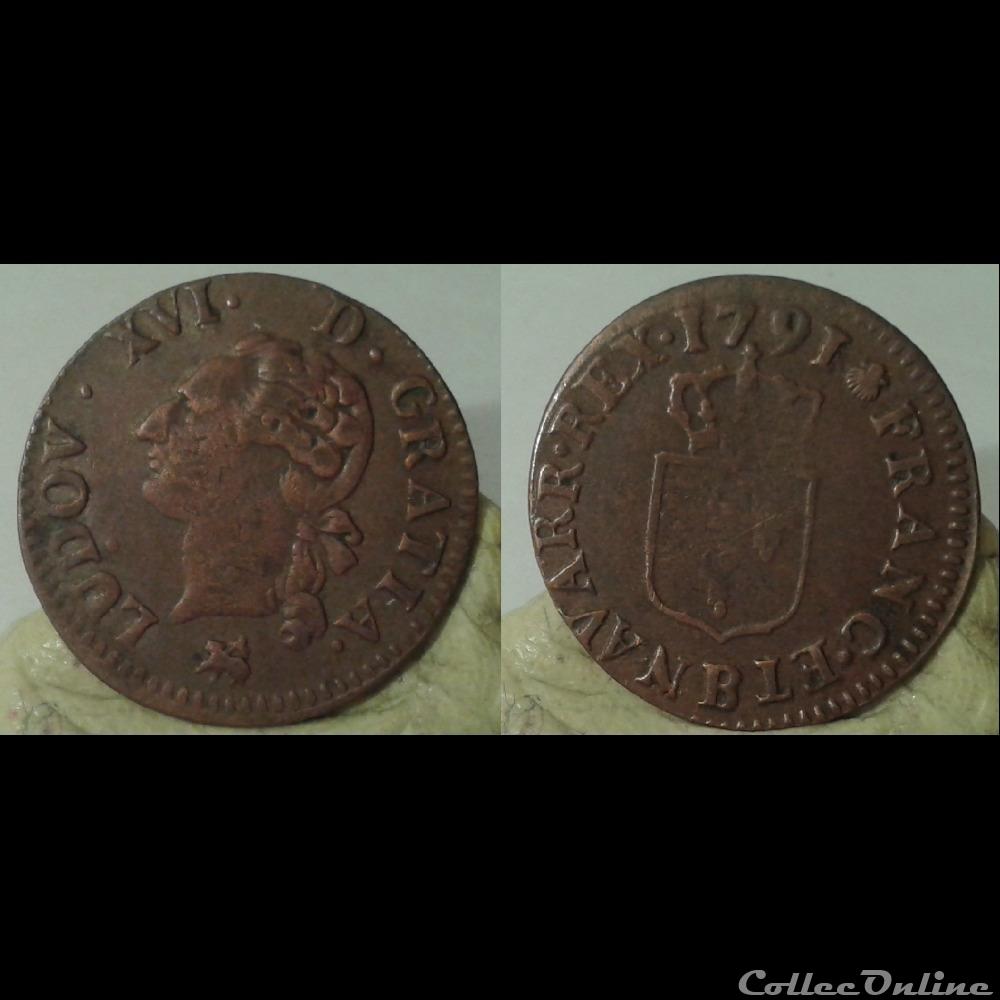 monnaies europe medievale france 1791 liard 2eme semestre