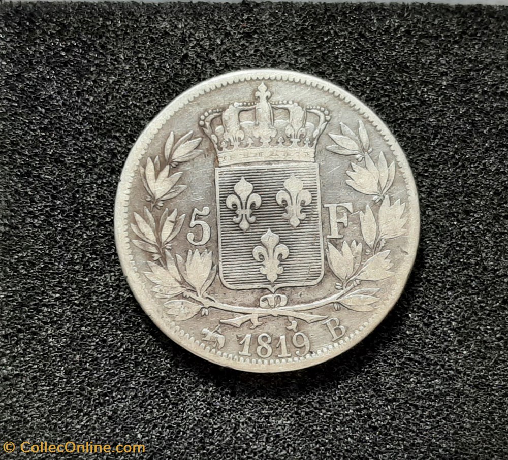 1819 - 5 francs monnaies monde france 1819 5 francs