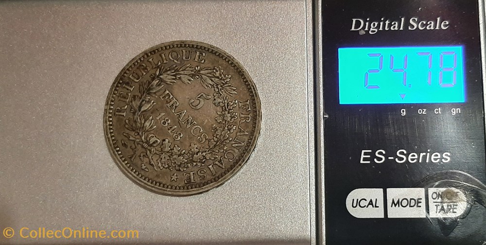1848 A - 5 Francs 3 monnaies monde france 1848 a 5 francs