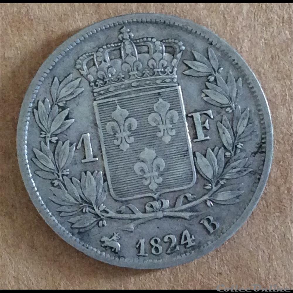 1824 - 1 franc monnaies europe medievale france 1824 1 franc