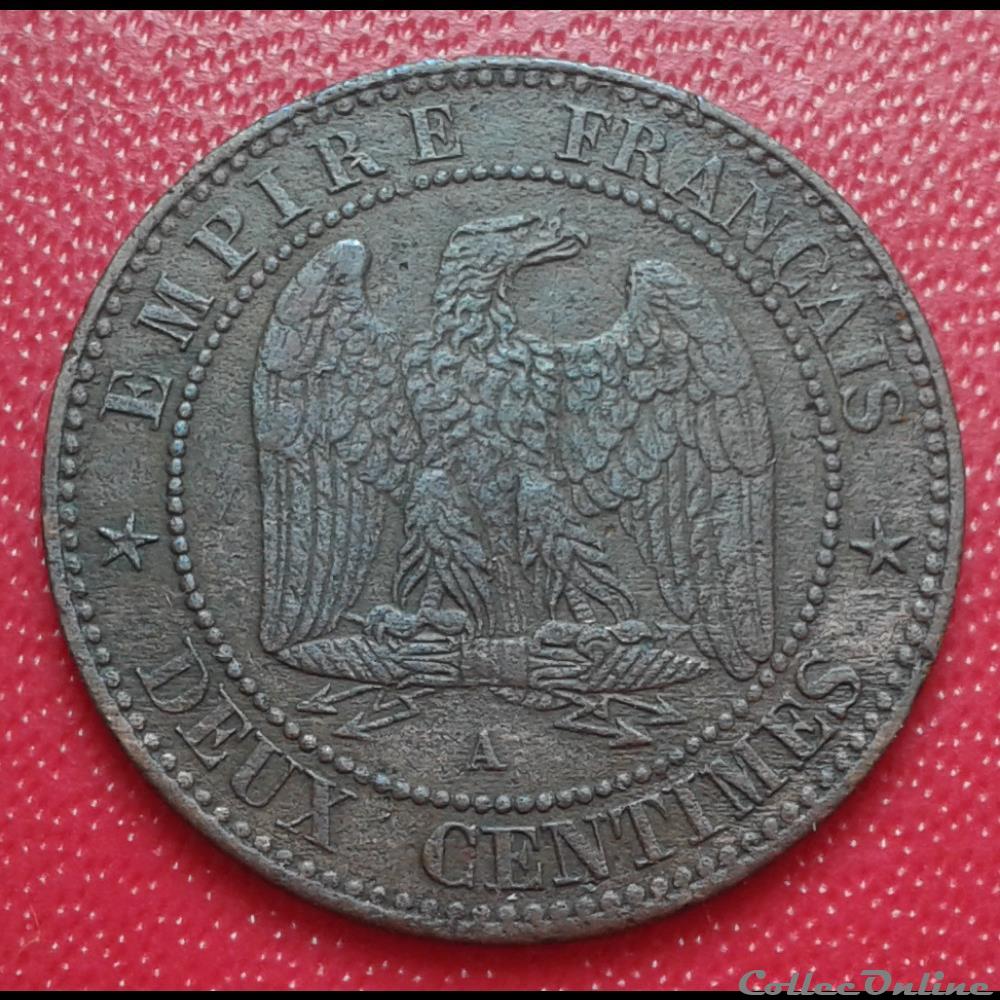 1861 A - 2 centimes - buste définitif monnaies france modernes 1861 a 2 centimes buste definitif