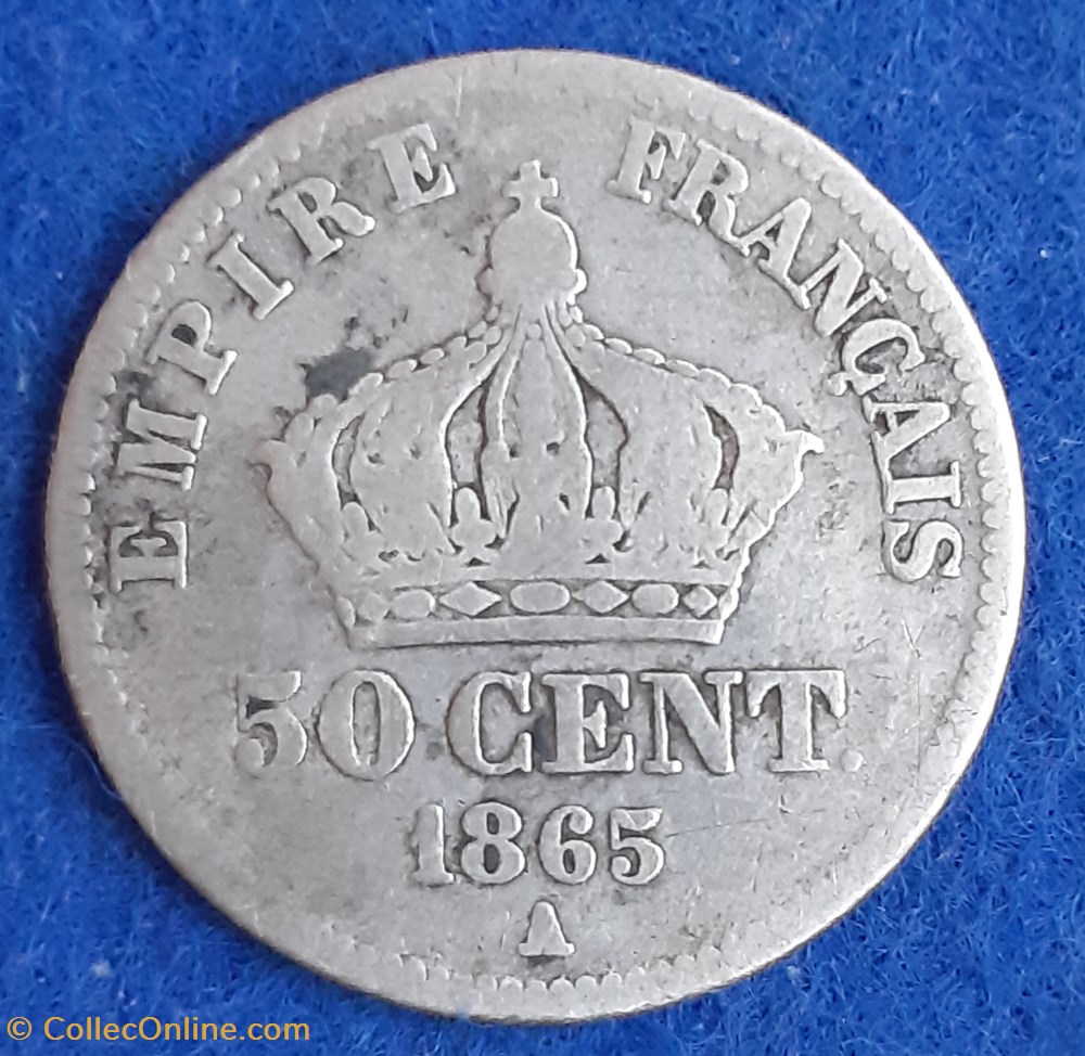 1865 A - 50 centimes monnaies monde france 1865 a 50 centimes