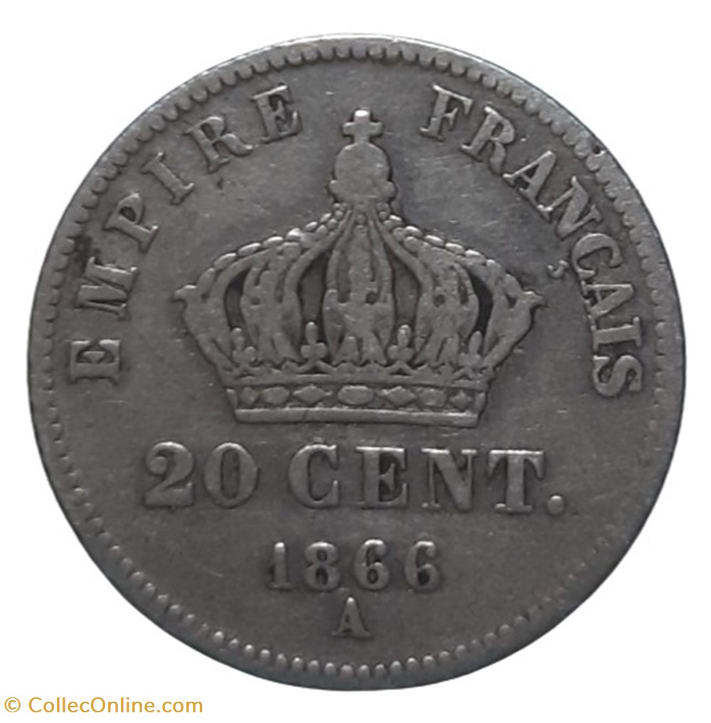 1866 A - 20 centimes monnaies monde france 1866 a 20 centimes