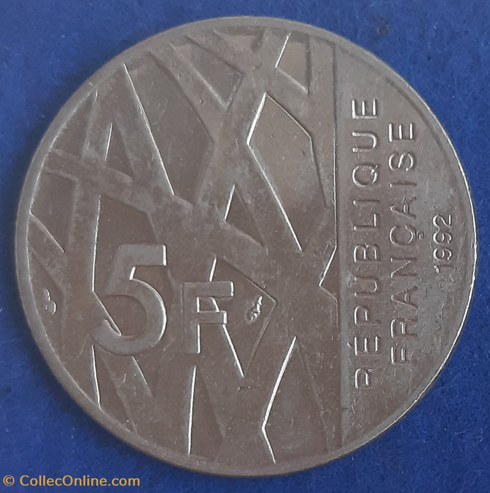 1992 - 5 francs commémorative monnaies monde france 1992 5 francs commemorative