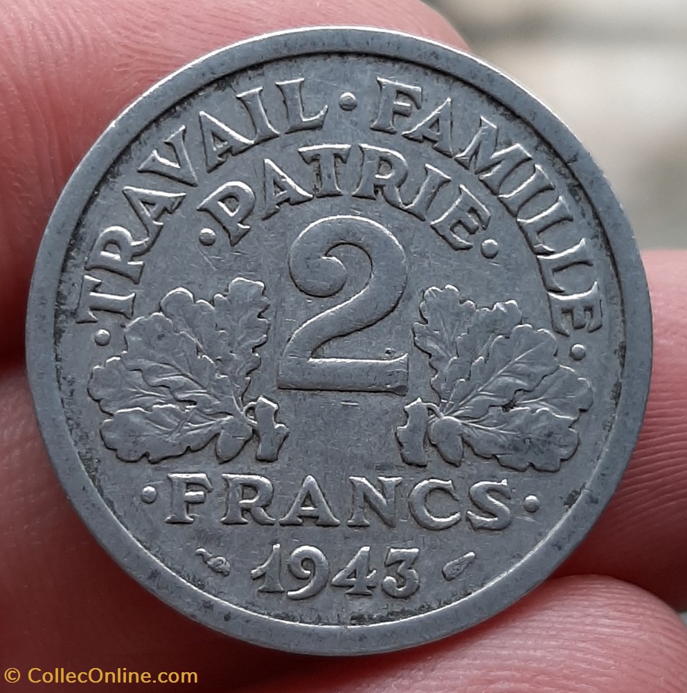 1943 - 2 francs monnaie france moderne 1943 2 francs