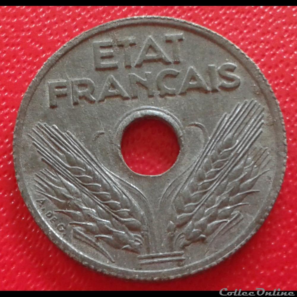 1944 - état francais- petit module monnaie france moderne 1944 etat francais petit module