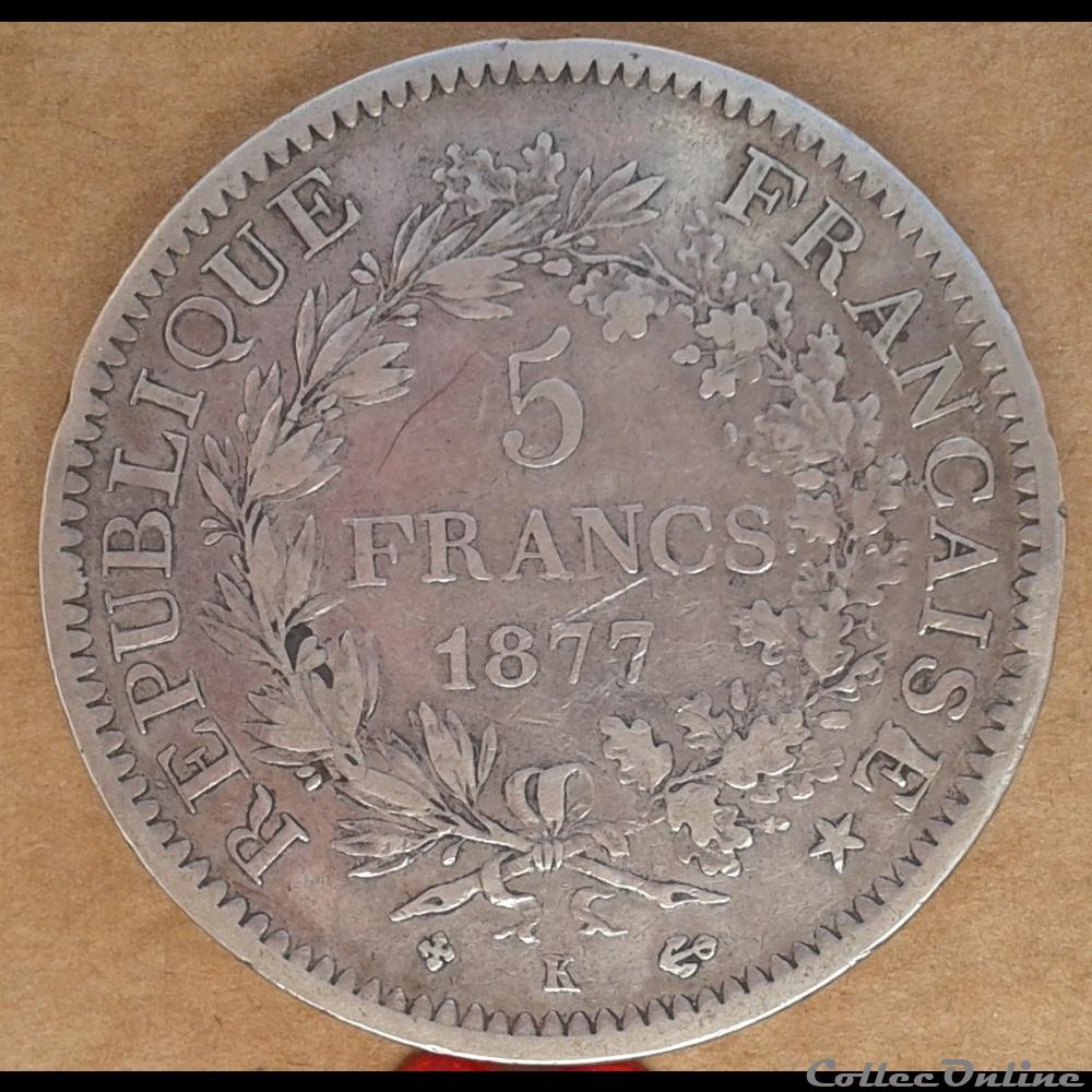 1877 K - 5 Francs monnaies france 1877 k 5 francs