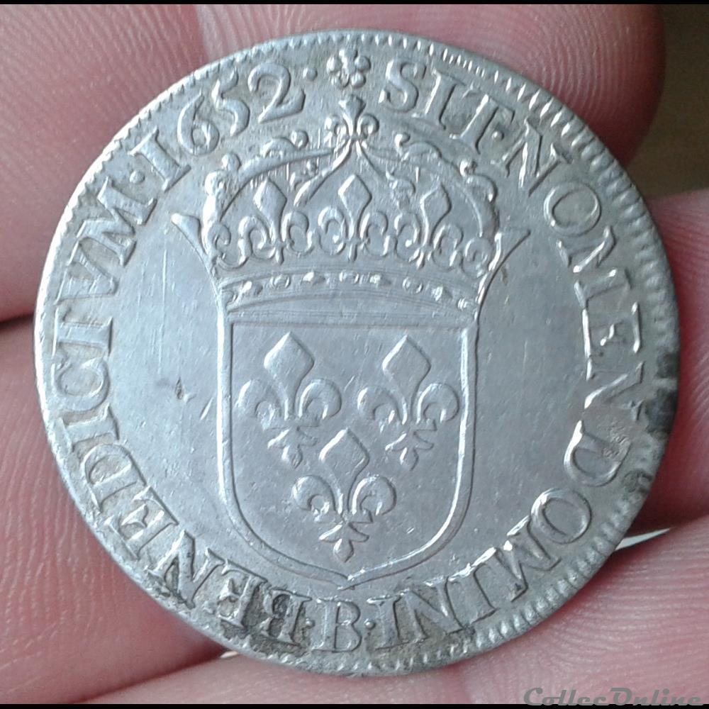 monnaies europe medievale france royales 1652 demi ecu a la meche longue bis