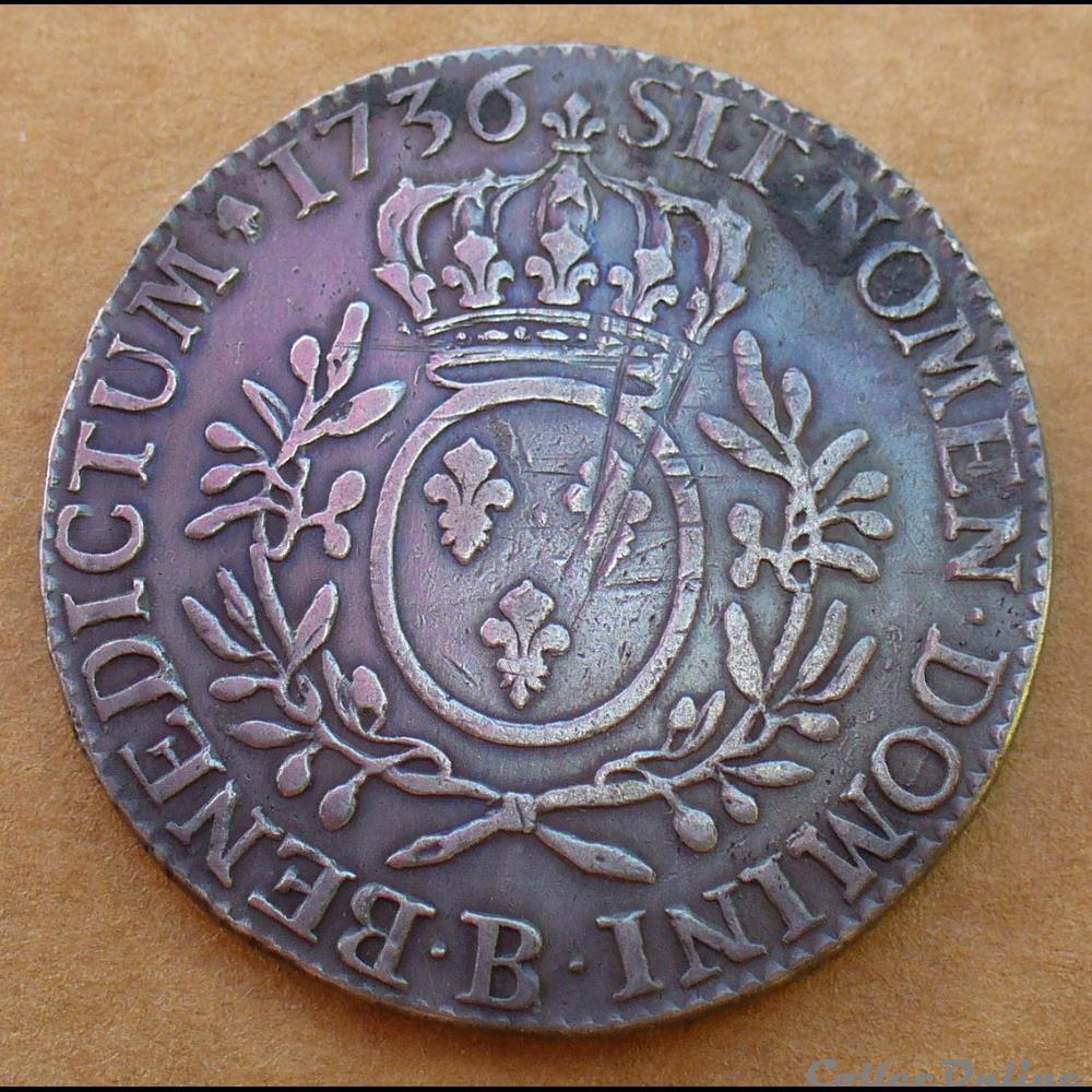 1736 - Ecu aux branches d'olivier monnaies europe medievale france royales 1736 ecu aux branches olivier