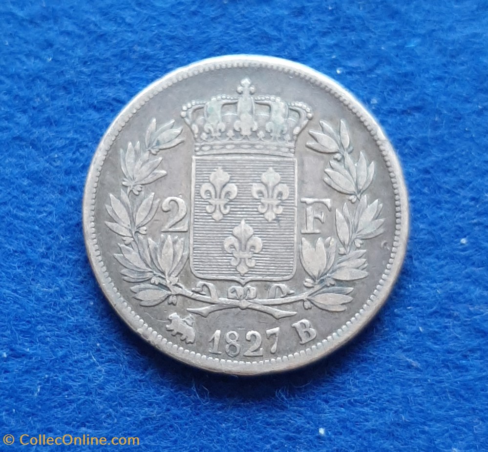 1827 - 2 francs monnaies monde france 1827 2 francs