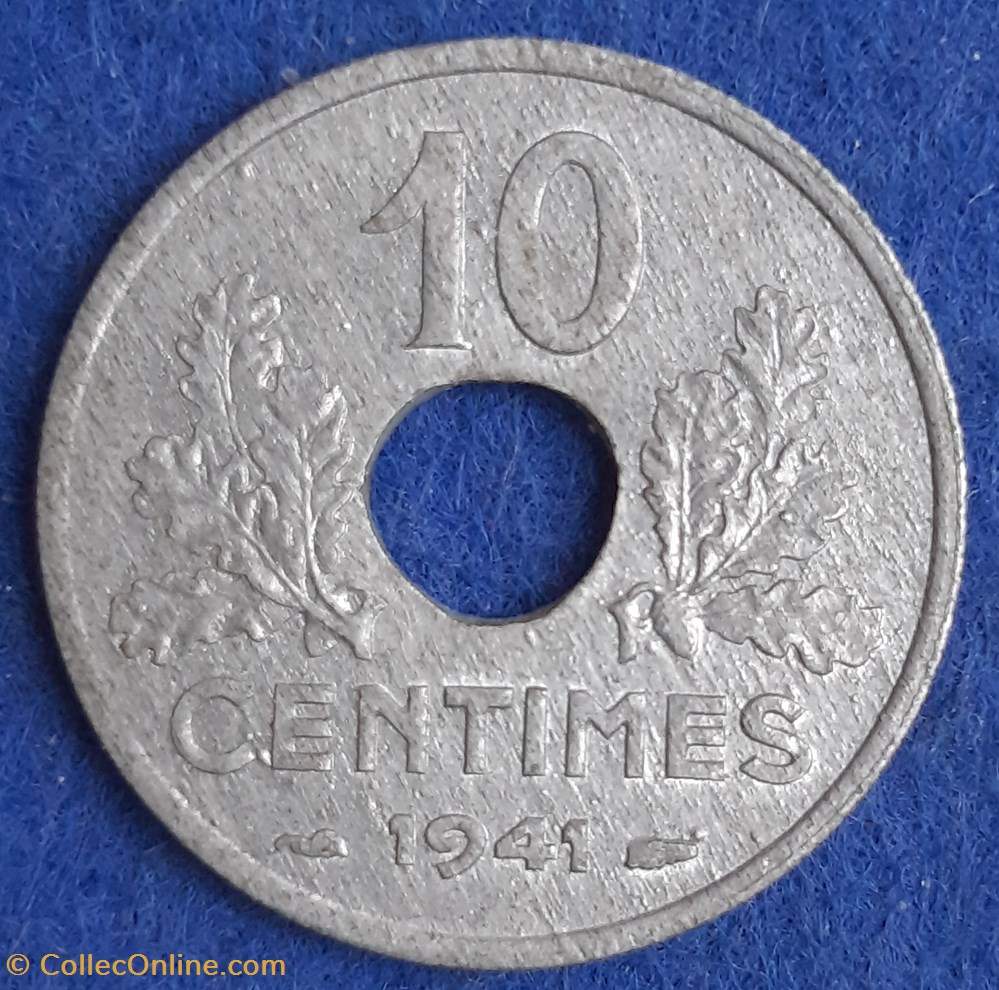 1941 - 10 centimes monnaies monde france 1941 10 centimes