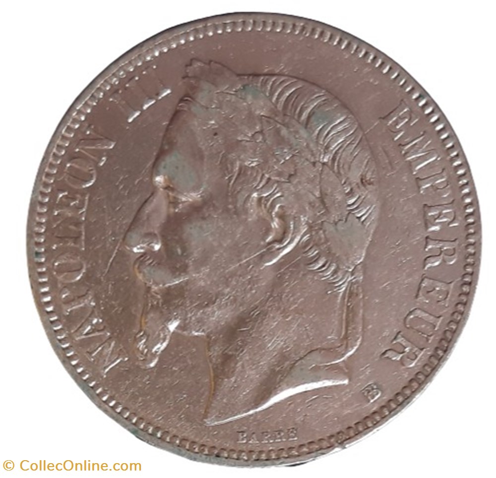 1870 BB - 5 francs monnaies monde france 1870 bb 5 francs
