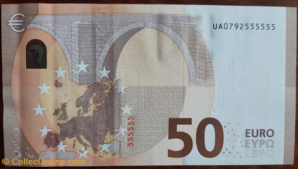 50€ - U033A1 - palindrome 555555 billets euros france 50 u033a1 palindrome 555555