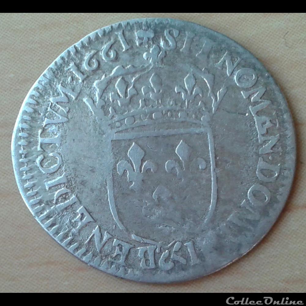 1661 & - 1/12ème écu - Louis XIV monnaies france a royales 1661 1 12eme ecu louis xiv