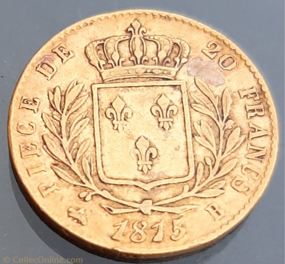 1815 - 20 francs OR monnaies europe medievale france 1815 20 francs or