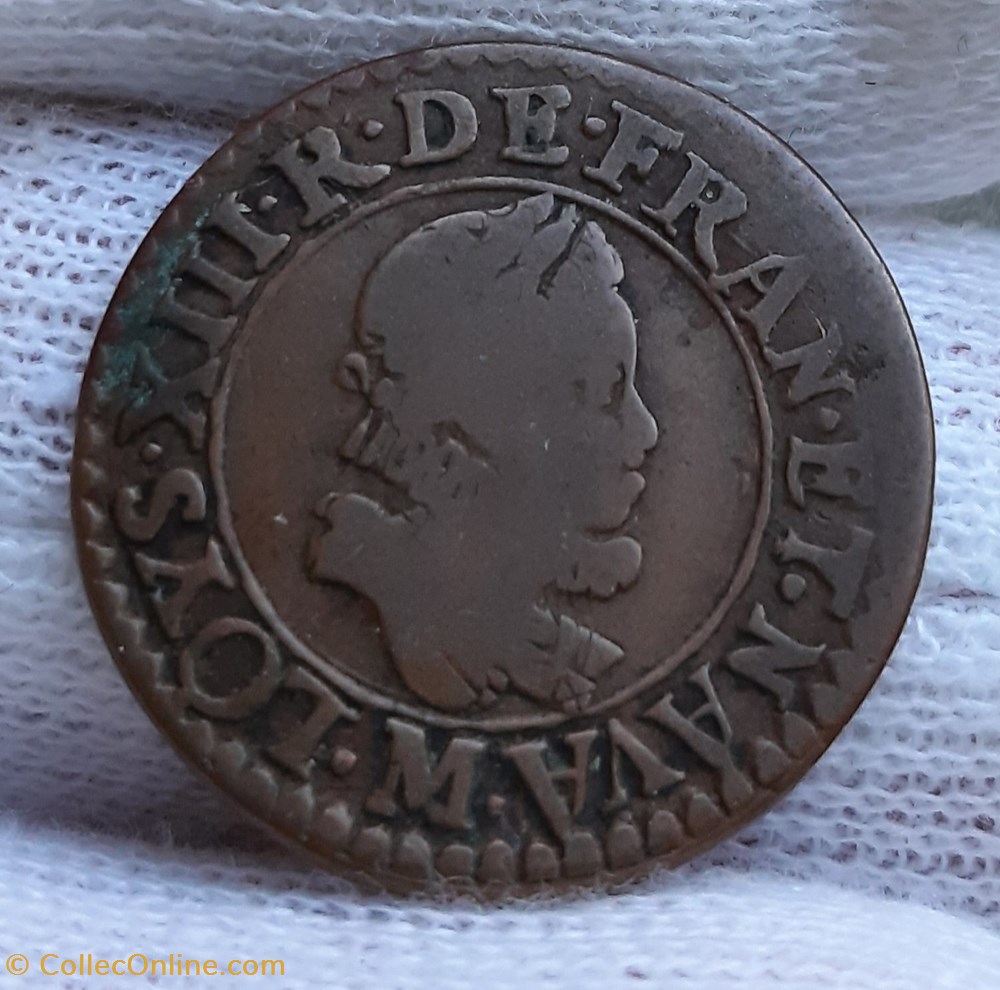 1611 M - Double tournois - Louis XIII monnaies europe medievale a france royales 1611 m double tournois louis xiii