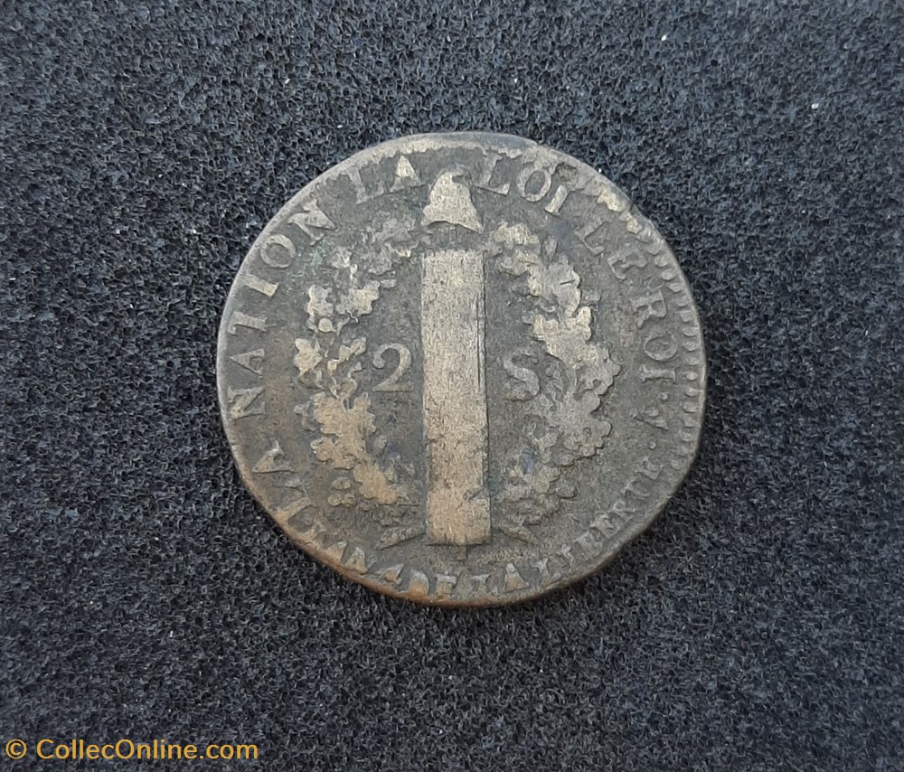 1793 W (Arras)- 2 sols françois 3 monnaies france modernes 1793 w arras 2 sols francois
