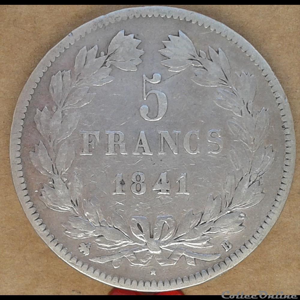 1841 - 5 francs monnaies monde france 1841 5 francs