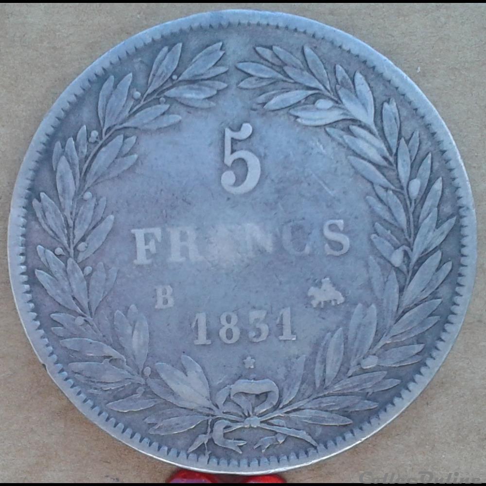 1831 - 5 francs monnaies monde france 1831 5 francs