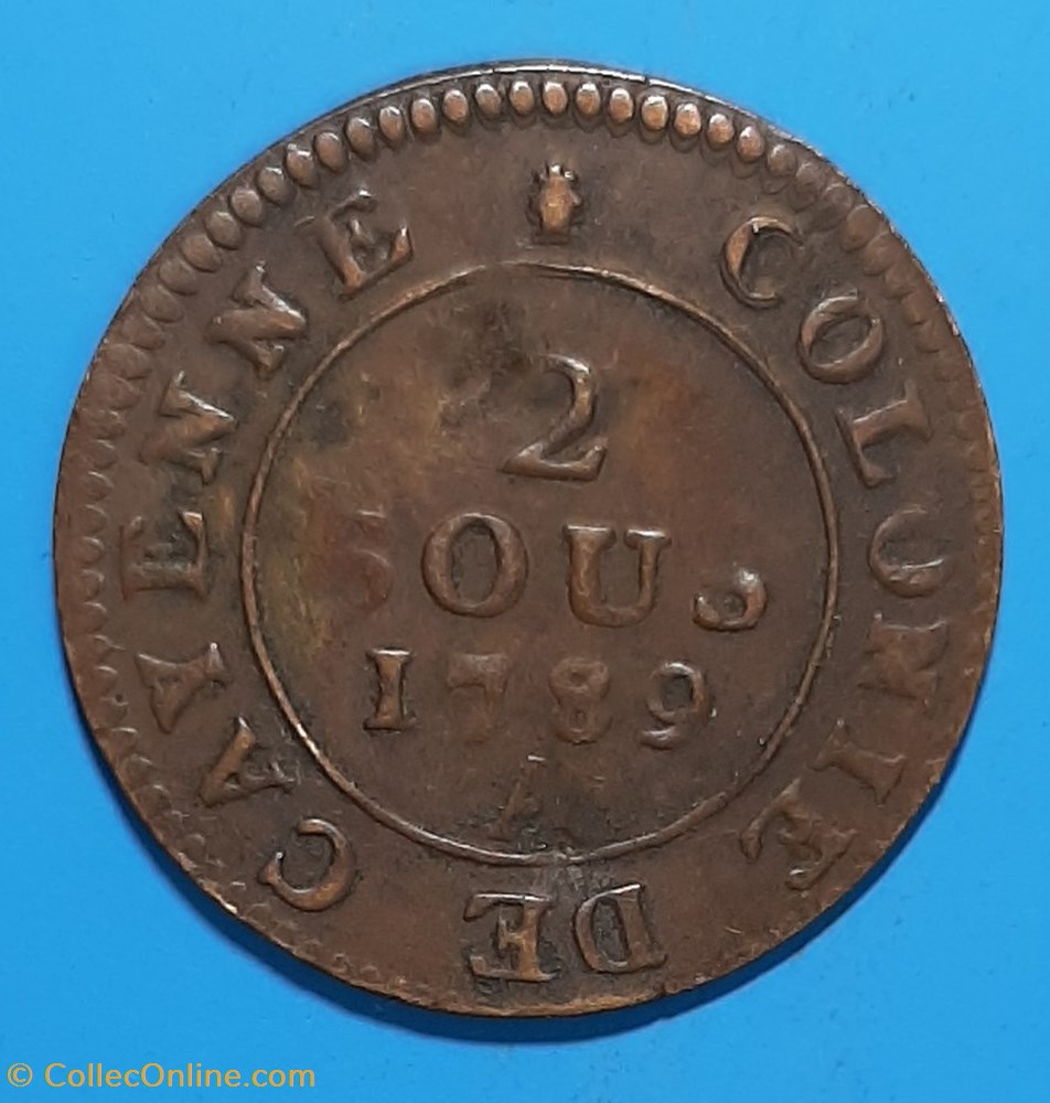 1789 A (2) - 2 sous de Cayenne monnaie 1789 a 2 2 sous de cayenne