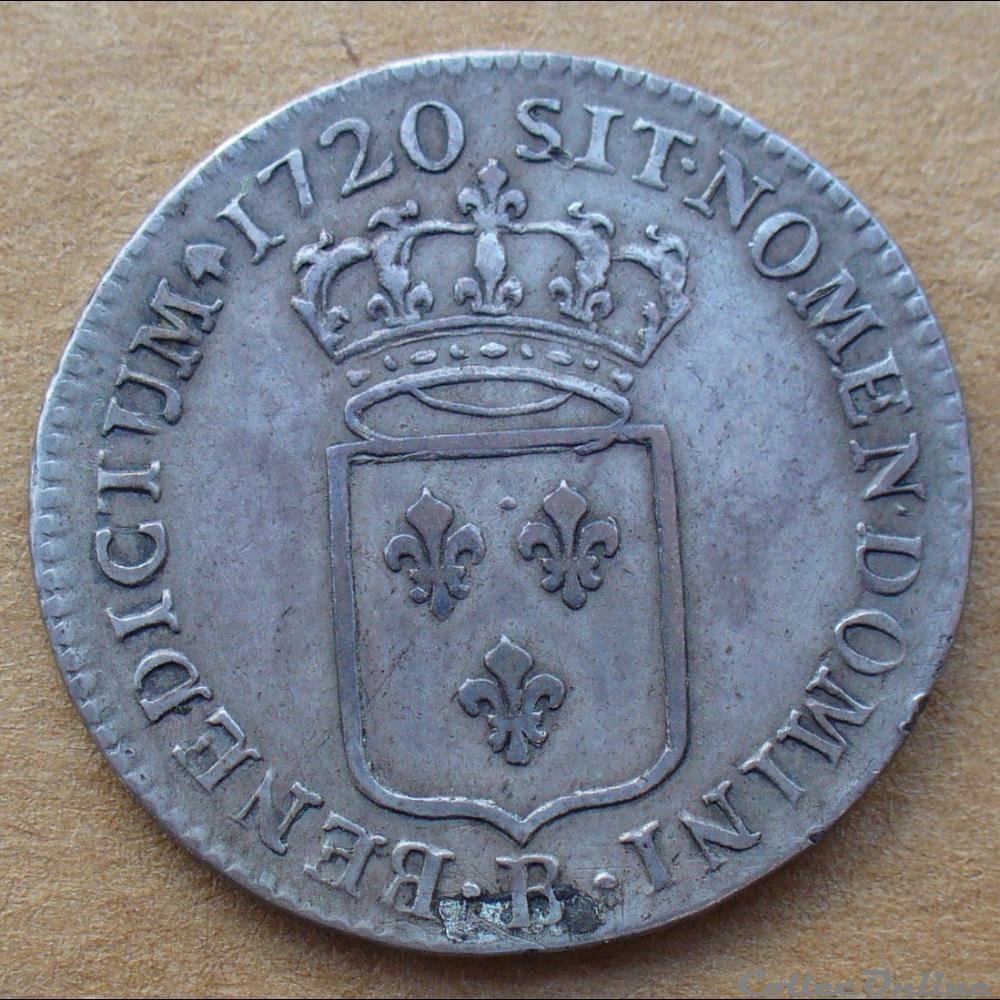 1720 - Tiers d'écu de france monnaies europe medievale royales 1720 tiers ecu de france