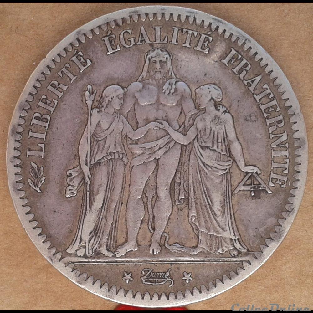 1849 A - 5 Francs monnaies france 1849 a 5 francs