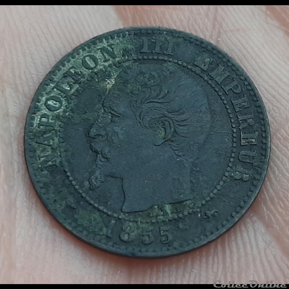 1855 D - 2 centimes - petit D - petit lion - chien monnaies france a modernes 1855 d 2 centimes petit d petit lion chien