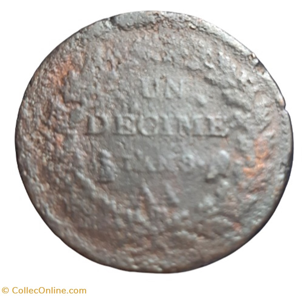 (1799 - 1800) - UN DECIME L'AN 8 AA monnaies monde france 1799 1800 un decime an 8 aa