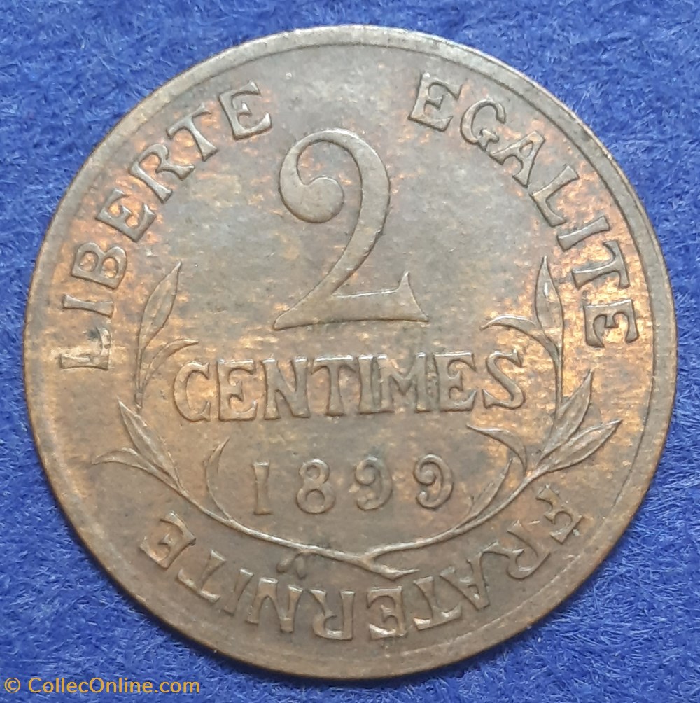 1899 - 2 centimes monnaies monde france 1899 2 centimes