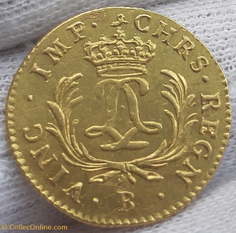 1724 - Louis d'or dit mirliton aux palmes longues monnaies europe medievale france royales 1724 louis or dit mirliton aux palmes longues