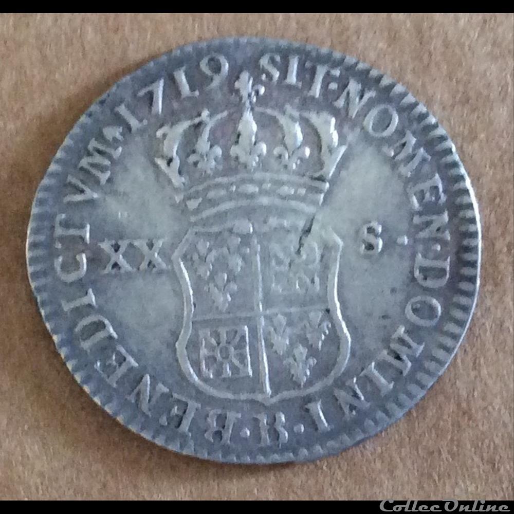 1719 - XX sols de France - Navarre monnaies europe medievale royales 1719 xx sols de france navarre