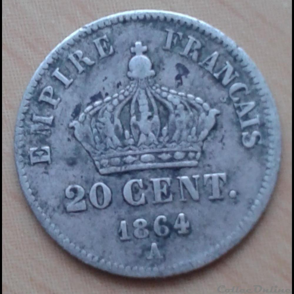 1864 A - 20 centimes monnaies france modernes 1864 a 20 centimes