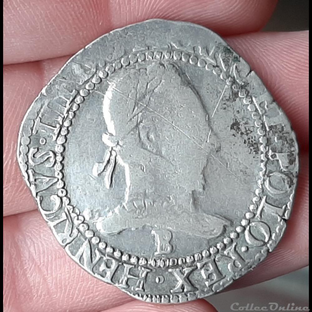 monnaies europe medievale france royales 1579 franc au col plat