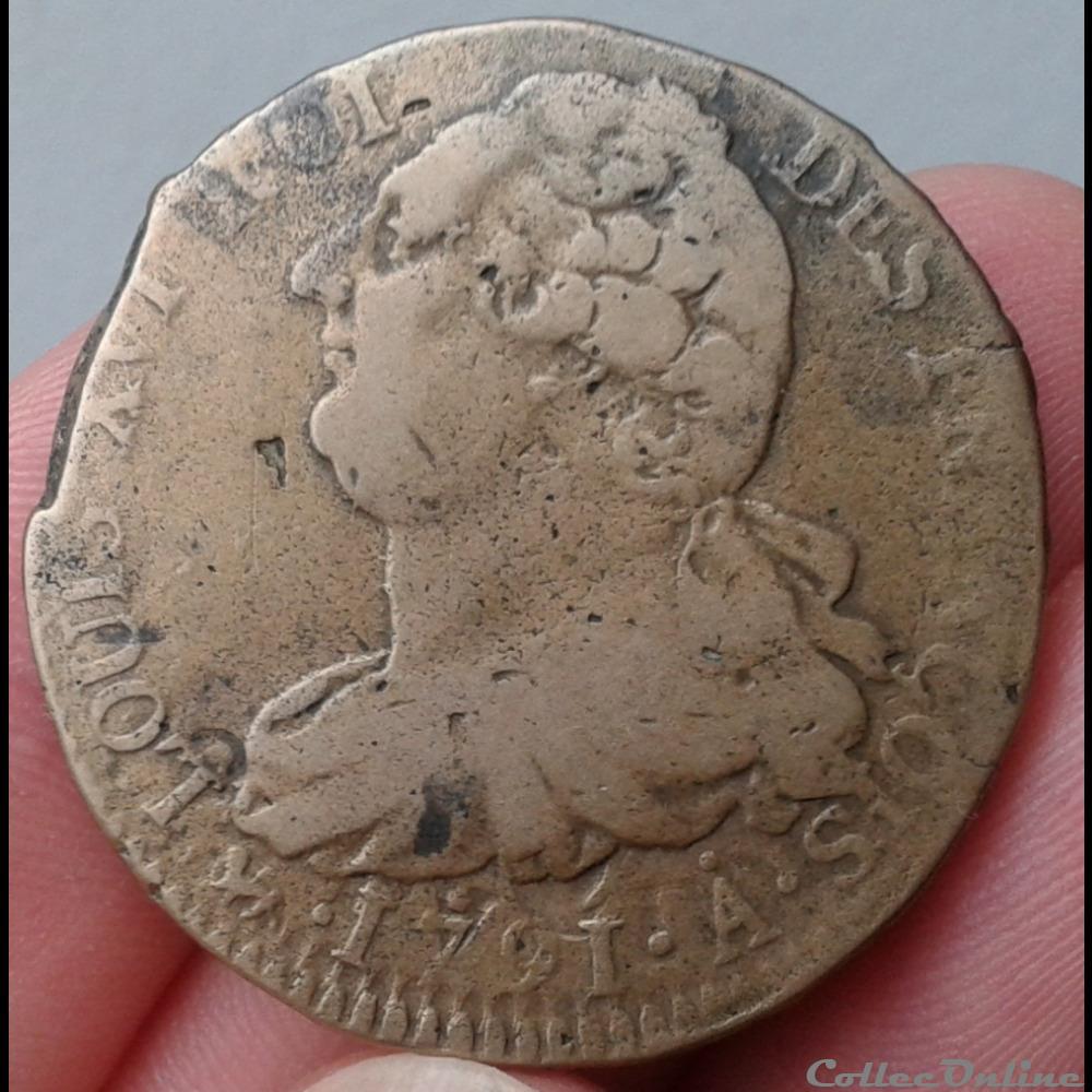 1791 A - 2 sols monnaies france royales 1791 a 2 sols