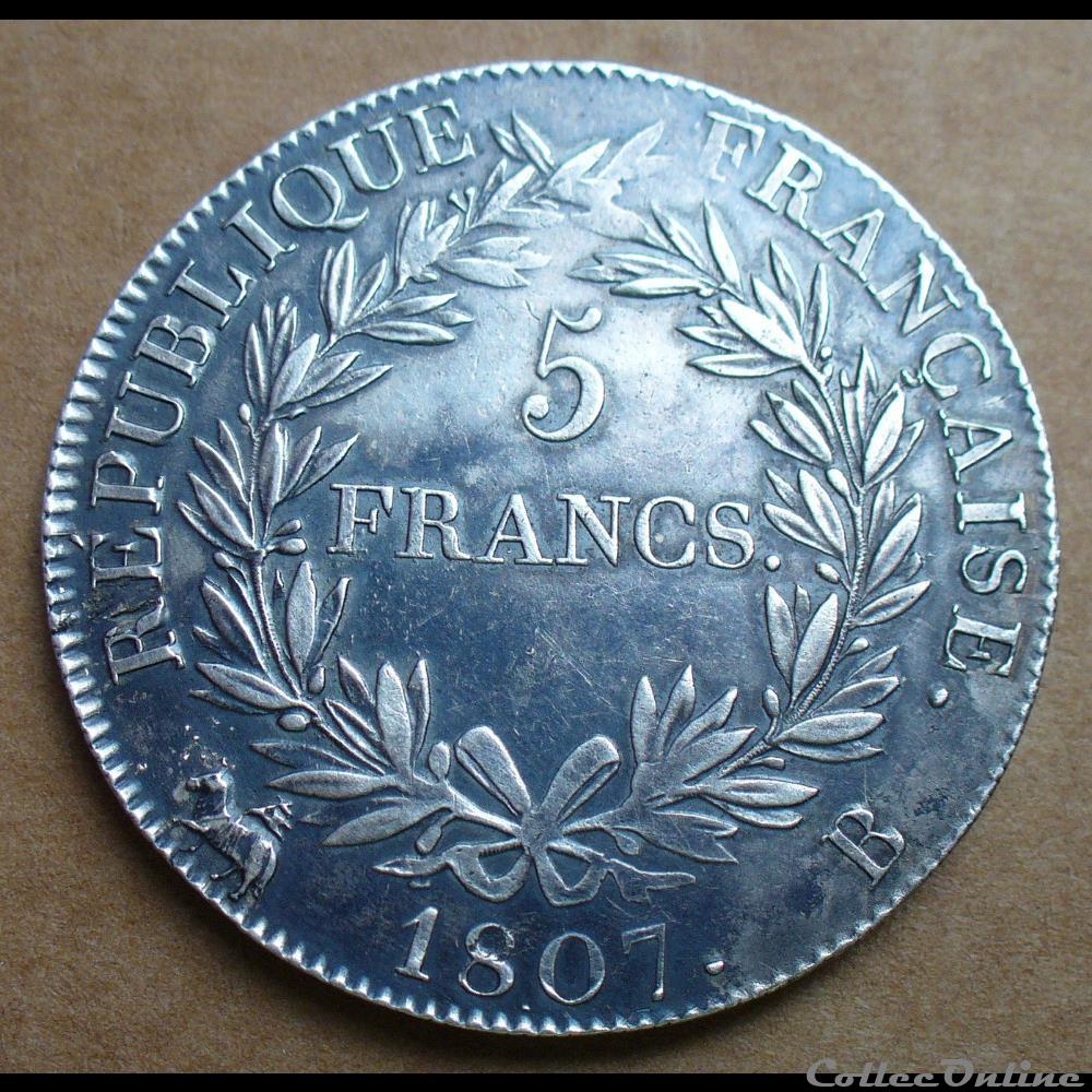 1807 - Napoléon - 5 Francs monnaies monde france 1807 napoleon 5 francs