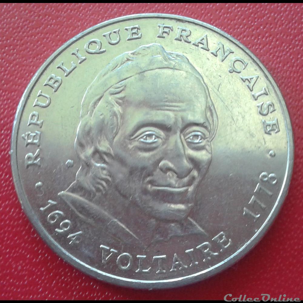 1994 - 5 Francs - Voltaire monnaies monde france 1994 5 francs voltaire