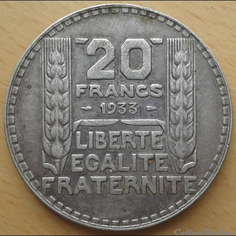 1933 - 20 francs - rameaux longs monnaies france modernes 1933 20 francs rameaux longs