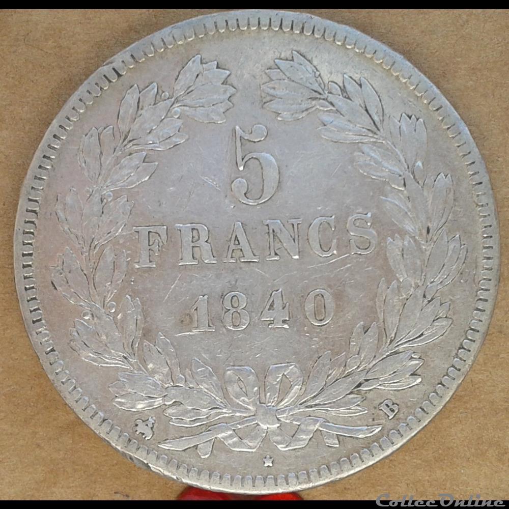 1840 - 5 francs monnaies monde france 1840 5 francs