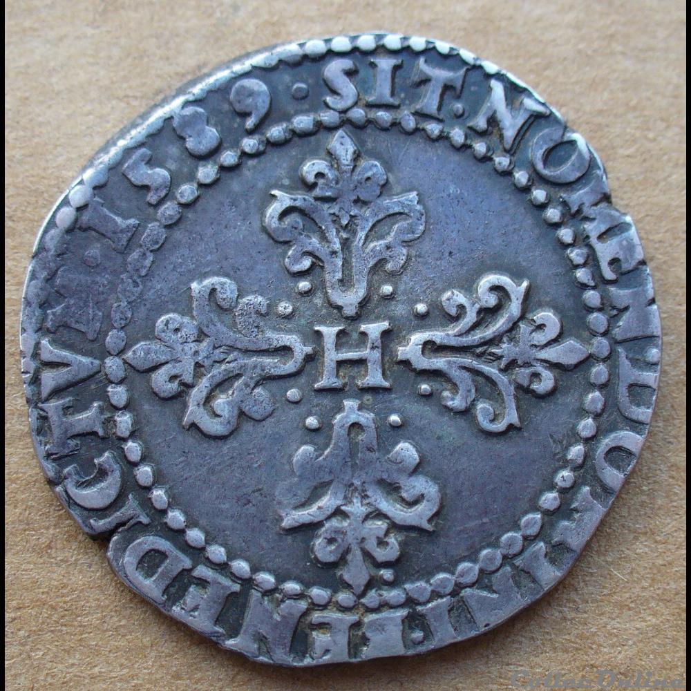 1589 - Henri III - demi franc au col plat monnaies europe medievale france royales 1589 henri iii demi franc au col plat
